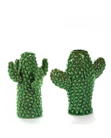 Lot de 2 vases cactus mini porcelaine verte