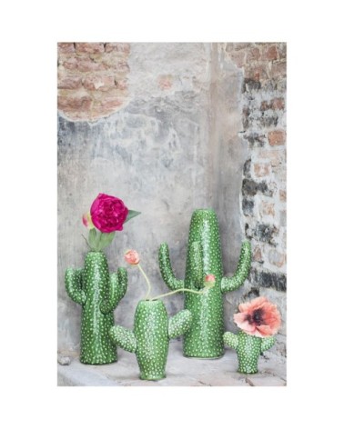 Lot de 2 vases cactus mini porcelaine verte