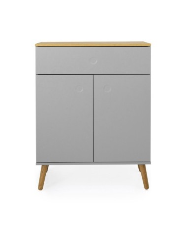 Petit buffet en bois 1 tiroir 2 portes L74cm gris clair