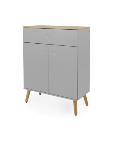 Petit buffet en bois 1 tiroir 2 portes L74cm gris clair