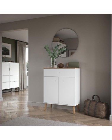 Petit buffet en bois 1 tiroir 2 portes L74cm blanc