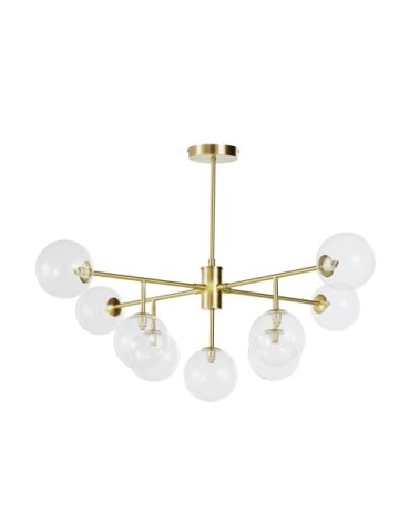 Suspension 9 globes en verre et métal doré
