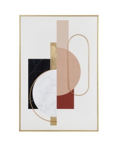 Toile imprimé abstrait doré, rose, écru et gris 41x60