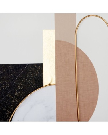 Toile imprimé abstrait doré, rose, écru et gris 41x60