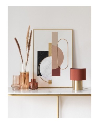 Toile imprimé abstrait doré, rose, écru et gris 41x60