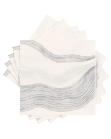 Serviettes en papier motifs bleus et blancs (x20)