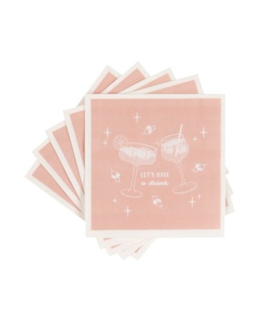 Serviettes en papier rose et blanc imprimé (x20)