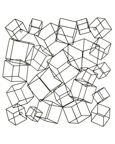 Déco murale en métal filaire noir 60x60