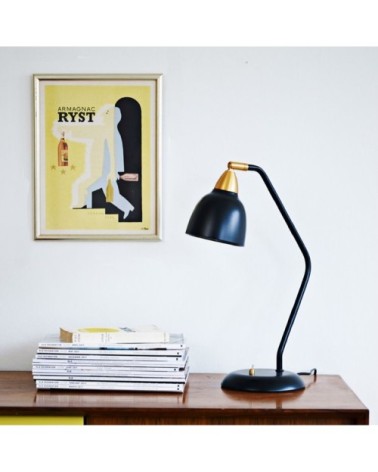 Lampe à poser métal noir et laiton H45cm