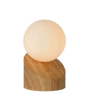 Lampe à poser bois et verre interrupteur tactile D10cm