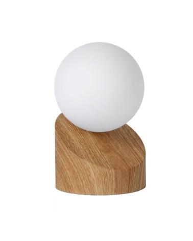Lampe à poser bois et verre interrupteur tactile D10cm