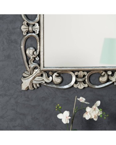 Miroir Cordoue en bois patiné argenté 140 X 80