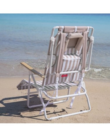 Lot de 2 Chaises de Plage Pliables Beige