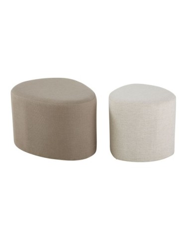 Poufs gris clair et blanc (x2)