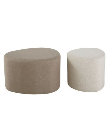 Poufs gris clair et blanc (x2)