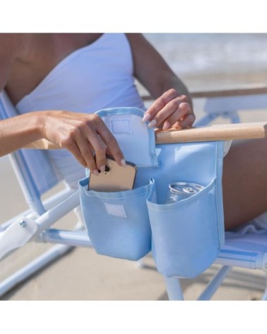 Lot de 2 Chaises de Plage Pliables Bleu