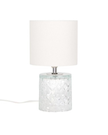 Lampe en verre et abat-jour en coton écru