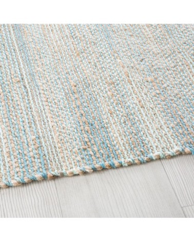 Tapis tissé en jute et coton recyclé verts 140x200