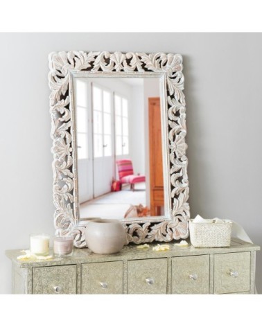 Miroir en manguier blanchi 60x80