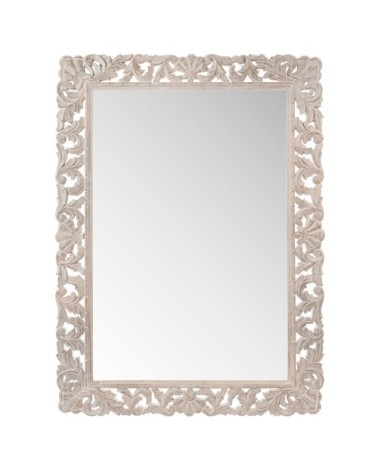 Miroir rectangulaire en manguier blanchi 79x110