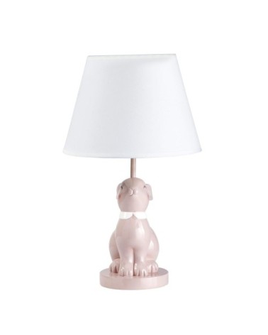 Lampe lapin en céramique rose abat-jour blanc