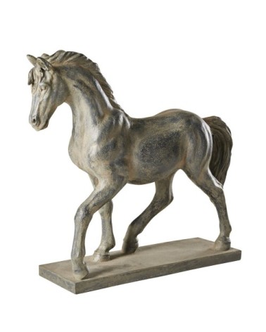 Statue cheval noire effet vieilli H40