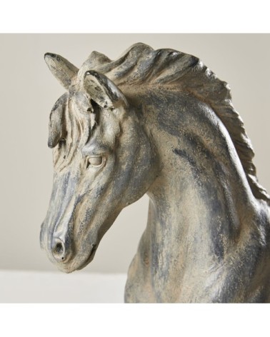 Statue cheval noire effet vieilli H40