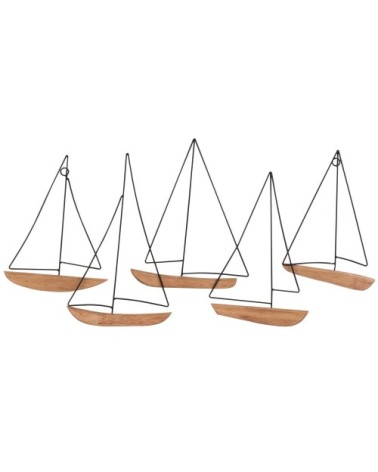 Déco murale bateaux en métal et hévéa 65x34