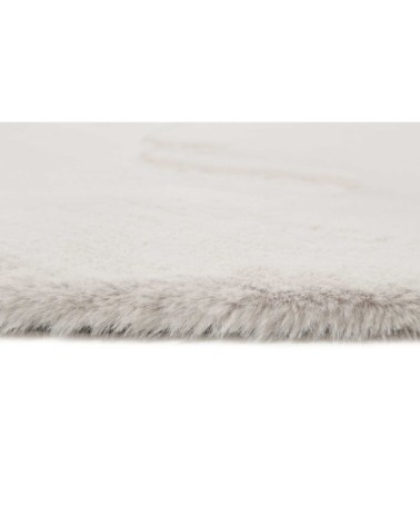 Tapis effet peau de lapin doux gris clair salon, chambre  rond D200