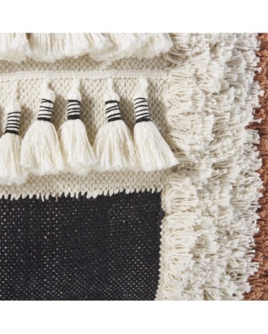 Coussin berbère en coton multicolore à pompons 45x45