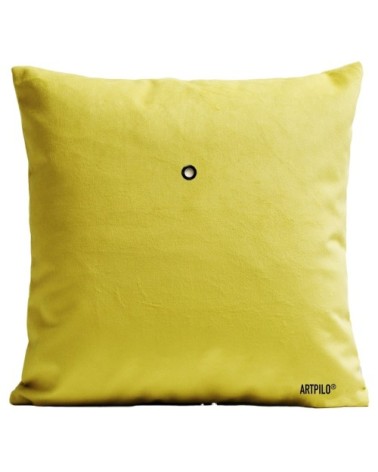 Coussin velours carré imprimé fruits jaune vif 60x60