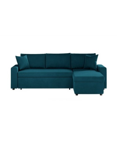 Canapé d'angle réversible et convertible avec coffre en velours - bleu