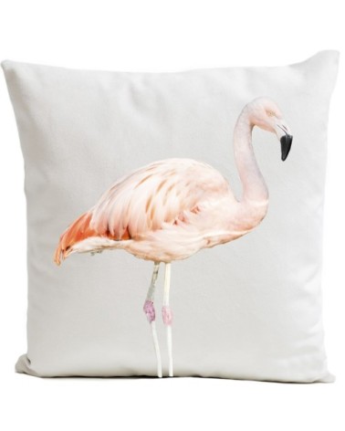 Coussin Flament Rose Pink Flamingo Velours 60x60cm