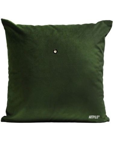 Coussin velours carré imprimé animaux vert bouteille 60x60