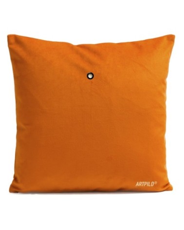 Coussin velours carré imprimé floraux orange vif 40x40