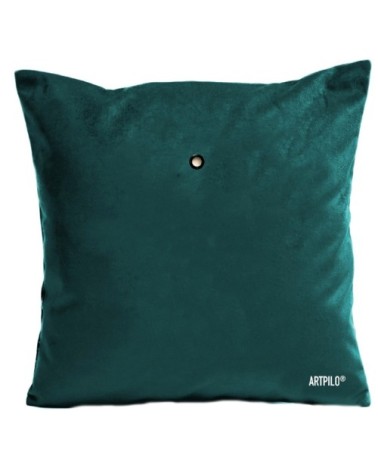 Coussin velours carré imprimé animaux vert paon 40x40