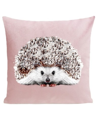 Coussin velours carré imprimé animaux rose pastel 60x60