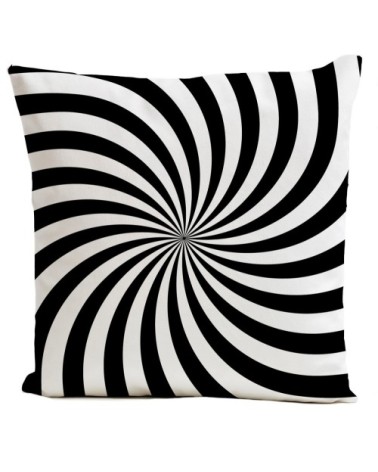 Coussin velours carré imprimé motifs noir et blanc 40x40