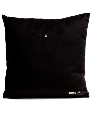 Coussin velours carré imprimé motifs noir et blanc 60x60