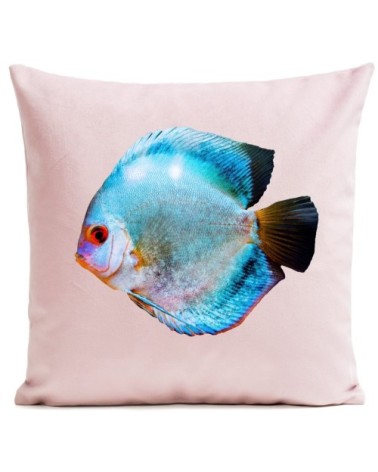 Coussin Poisson Miss Blue Velours 60x60cm