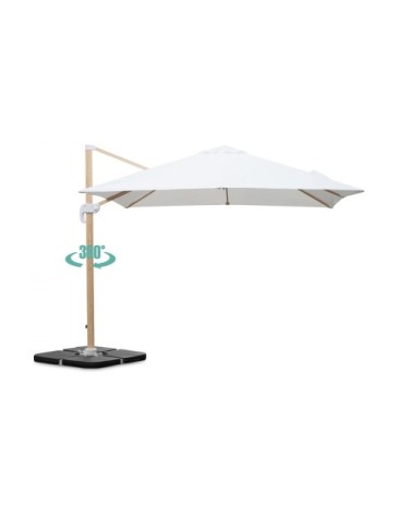 Parasol déporté carré 3x3m effet bois écru
