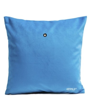 Coussin velours carré imprimé poissons bleu vif 40x40