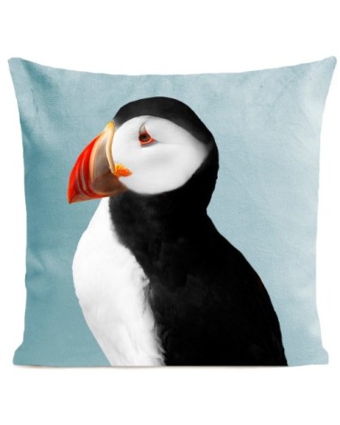 Coussin velours carré imprimé animaux bleu miami 40x40