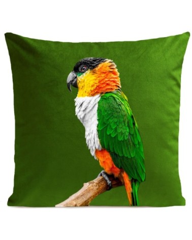 Coussin velours carré imprimé animaux vert pur 40x40