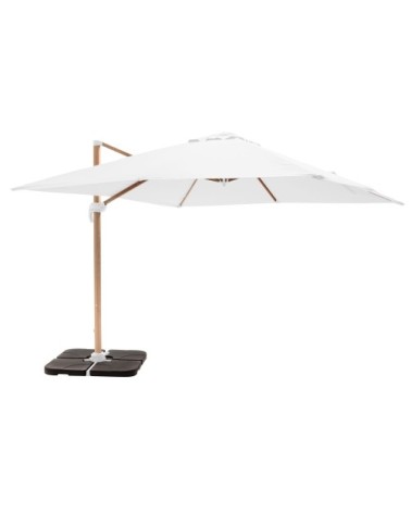 Parasol déporté 3x3m et 4 dalles à remplir effet bois blanc