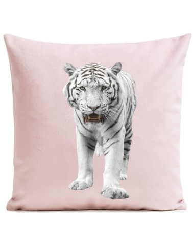 Coussin Tigre White Tiger Velours 40x40cm