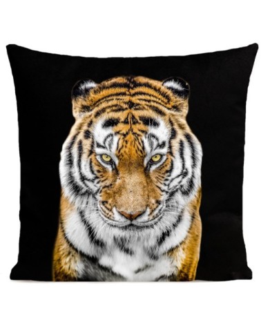 Coussin velours carré imprimé animaux noir 60x60