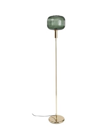 Lampadaire en verre soufflé vert et métal doré H155