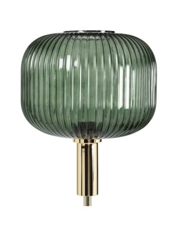 Lampadaire en verre soufflé vert et métal doré H155