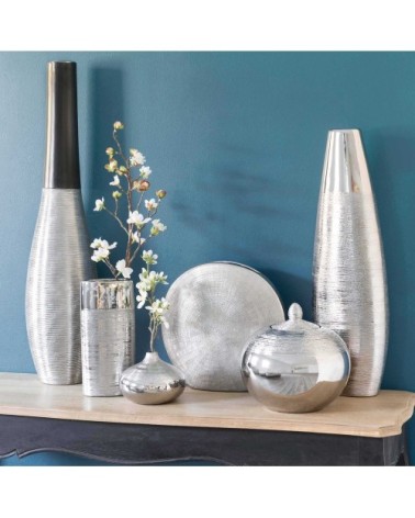 Vase en céramique argenté H 59 cm SILVER